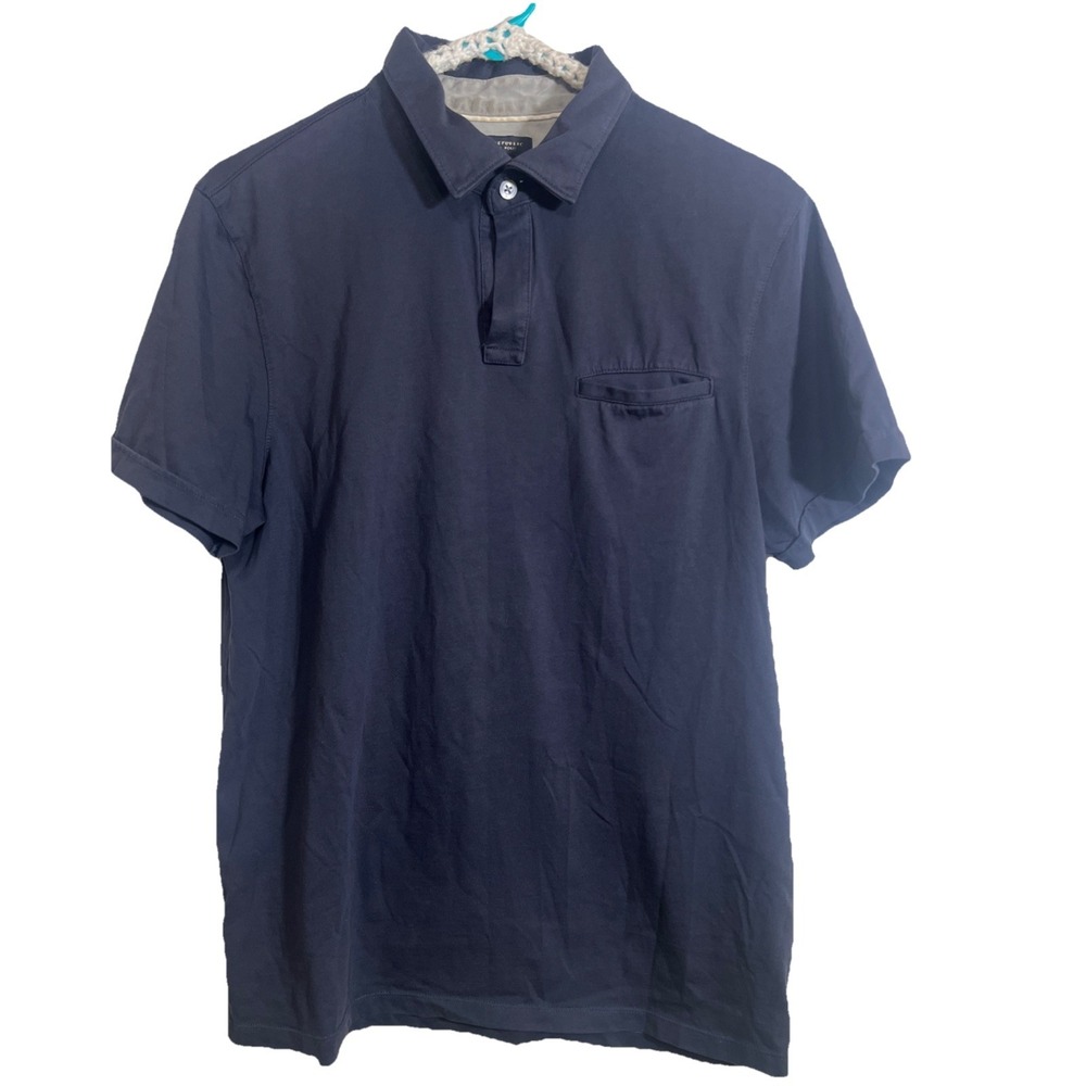 Banana Republic Medium Fitted‎ Pima Polo Men's  Navy Blue Short Sleeve  Cotton